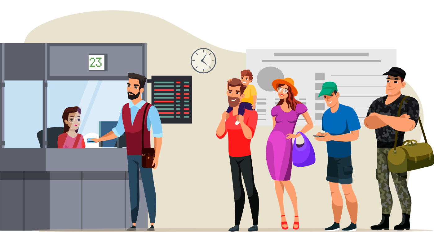 people in queue